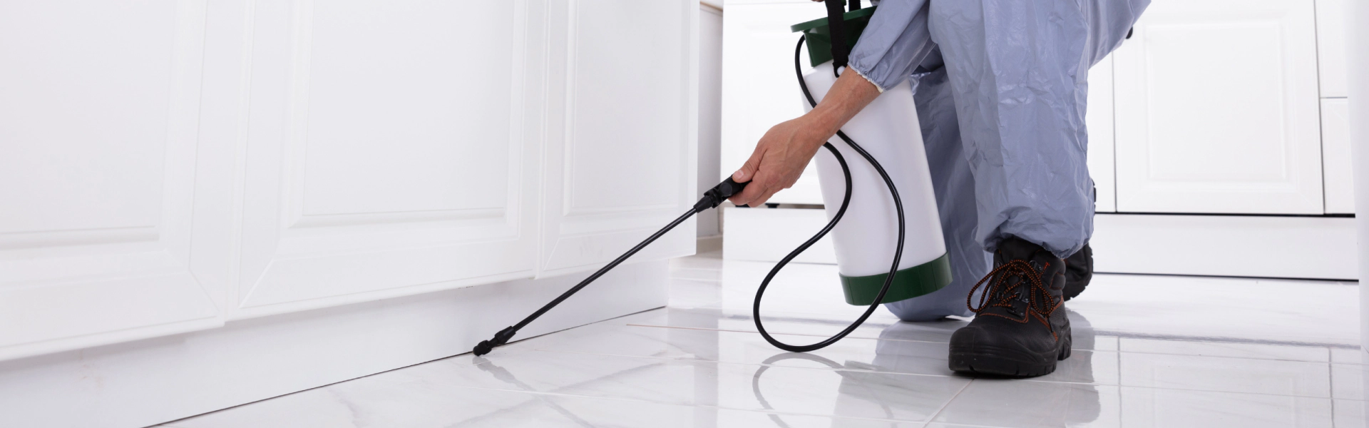 man pest control service on a residential house